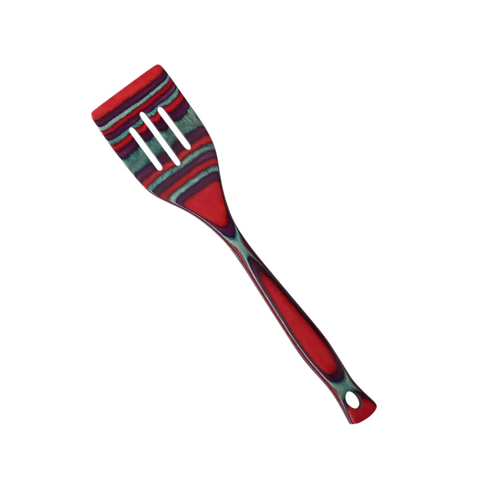 Karaca Bailando Pakka Wood Slotted Turner, 30cm, Red Multi