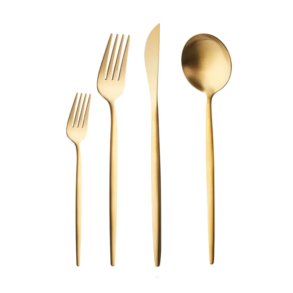 Karaca Bella 24-Piece Cutlery Set for 6 People, Matte Gold