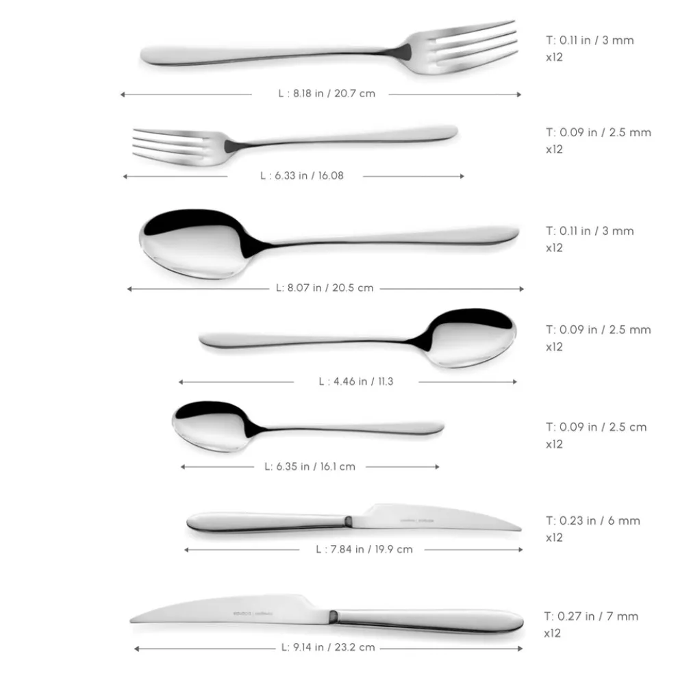 Karaca Bellamy 84-Piece Stainless Steel Cutlery Set for 12 People, Silver