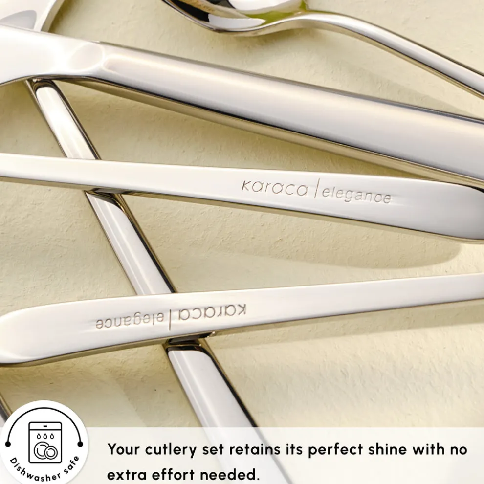 Karaca Bellamy 84-Piece Stainless Steel Cutlery Set for 12 People, Silver