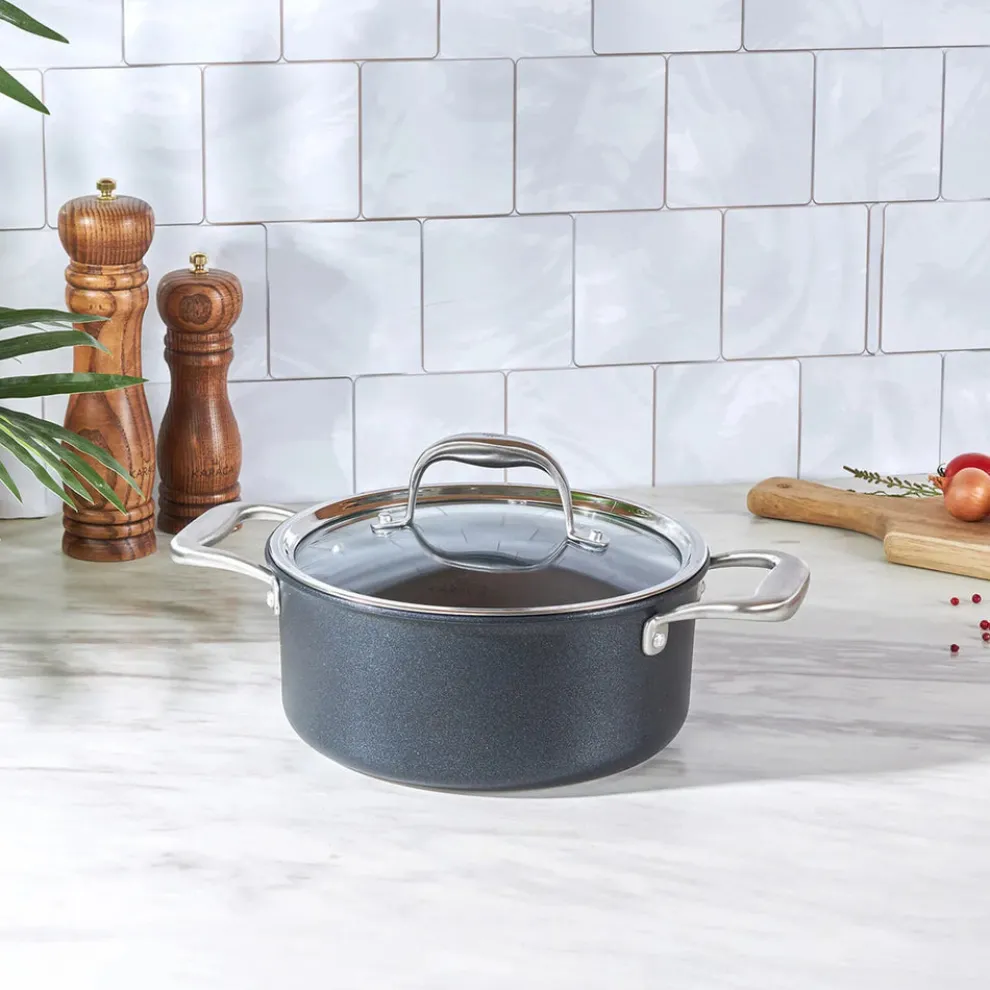 Karaca BioDiamond Pro Non-Stick Induction Stockpot with Lid, 20cm, Black