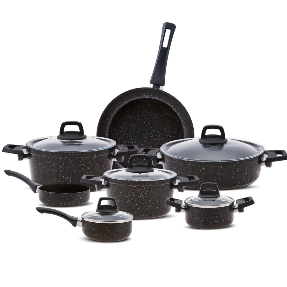 Karaca Biogranite Black Gold 12-Piece Non-Stick Induction Cookware Set