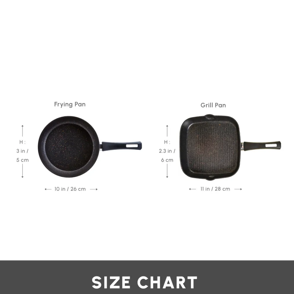 Karaca Blackgold Biogranite 2-Piece Induction Pan-Grill Set, Black Gold