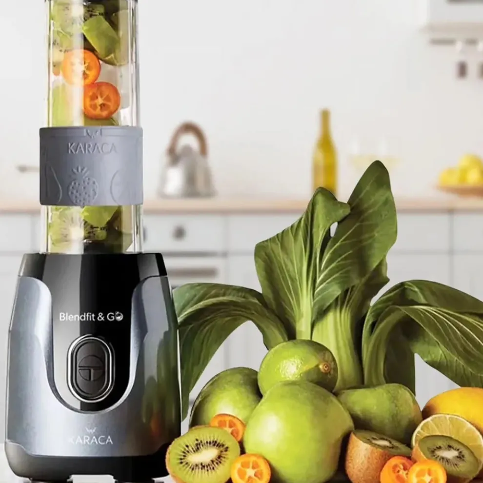 Karaca Blendfit Go Personal Smoothie Blender, 2x 600ml Bottle, 550W, Anthracite