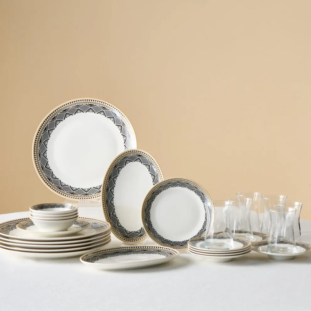 Karaca Bone China Globe 26-Piece Serveware Set for 6 People, Multi