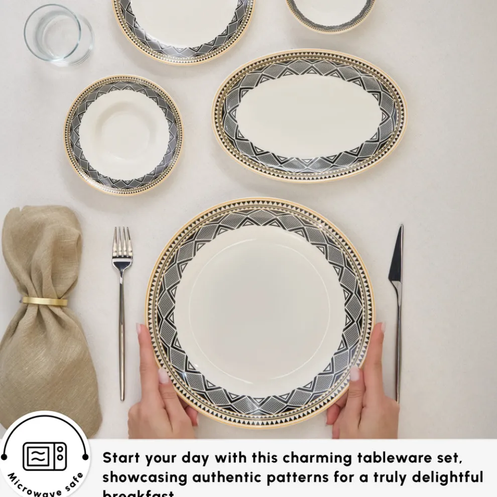 Karaca Bone China Globe 26-Piece Serveware Set for 6 People, Multi