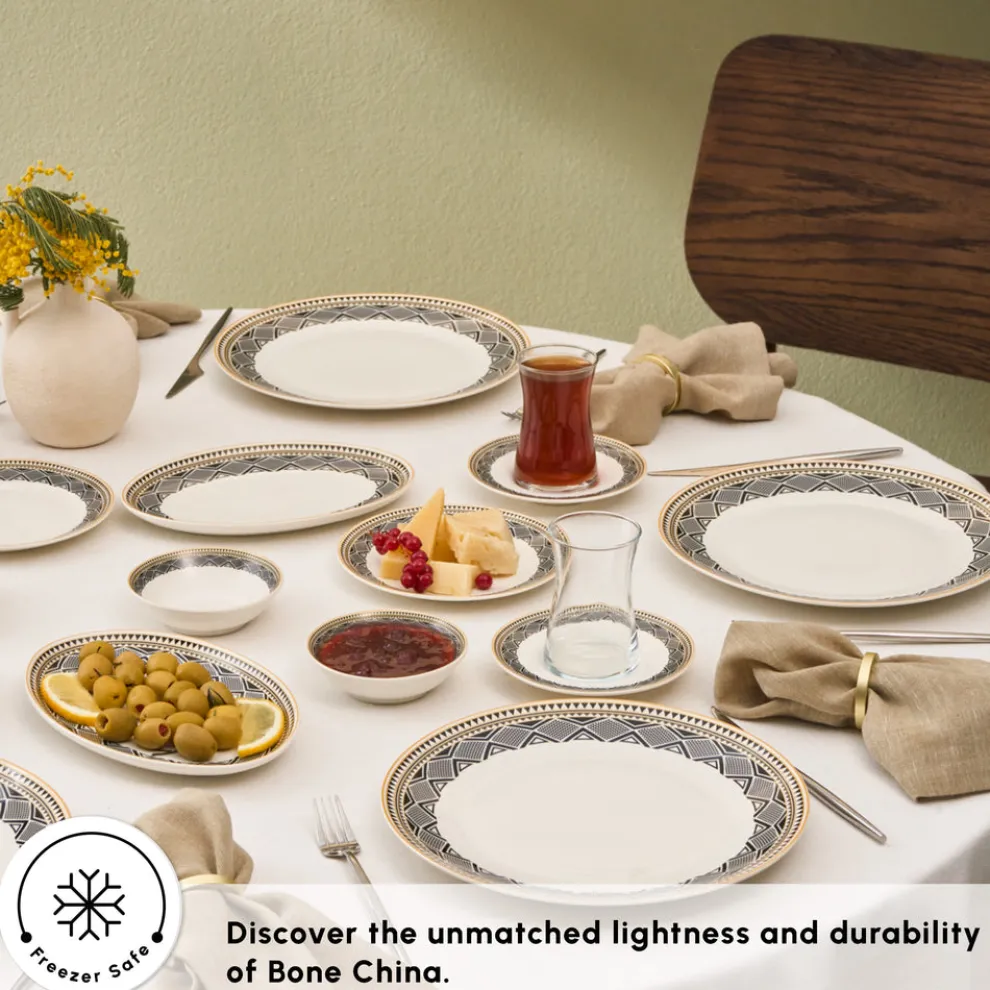 Karaca Bone China Globe 26-Piece Serveware Set for 6 People, Multi