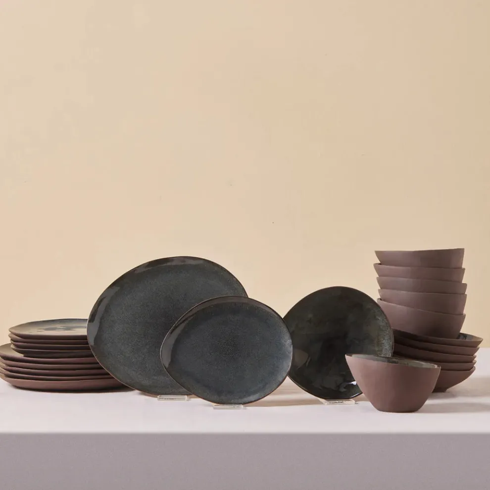 Karaca Bonn 24-Piece Reactive Glaze Dinner Set for 6 People, Multi