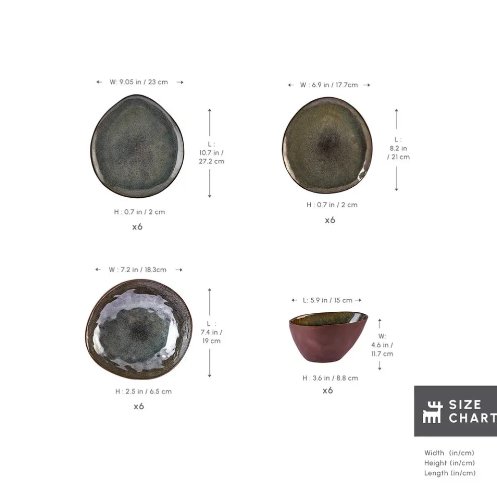 Karaca Bonn 24-Piece Reactive Glaze Dinner Set for 6 People, Multi