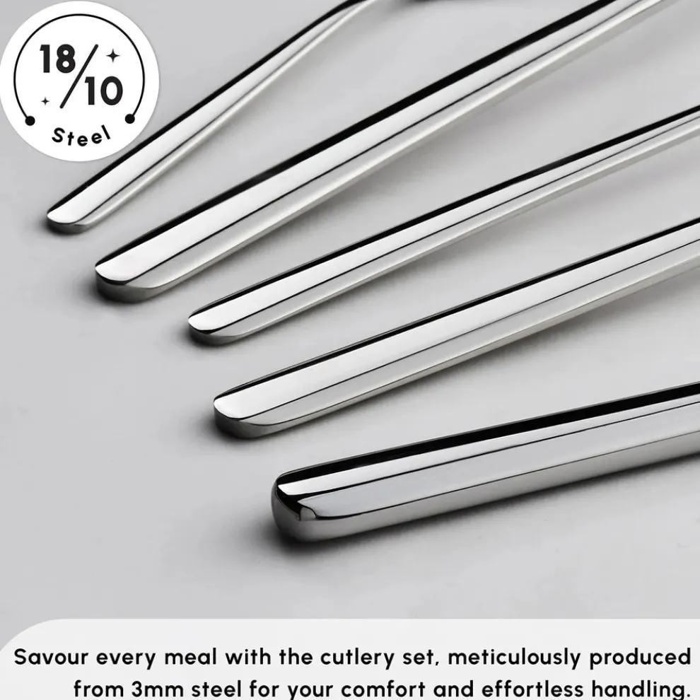 Karaca Boreas 84-Piece Stainless Steel Cutlery Set for 12 People, Silver