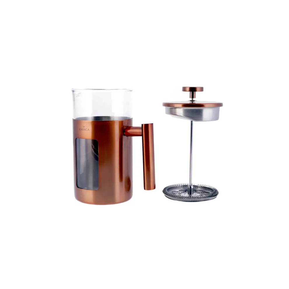 Karaca Borosilicate Glass Copper French Press, 1000ml, Copper Silver