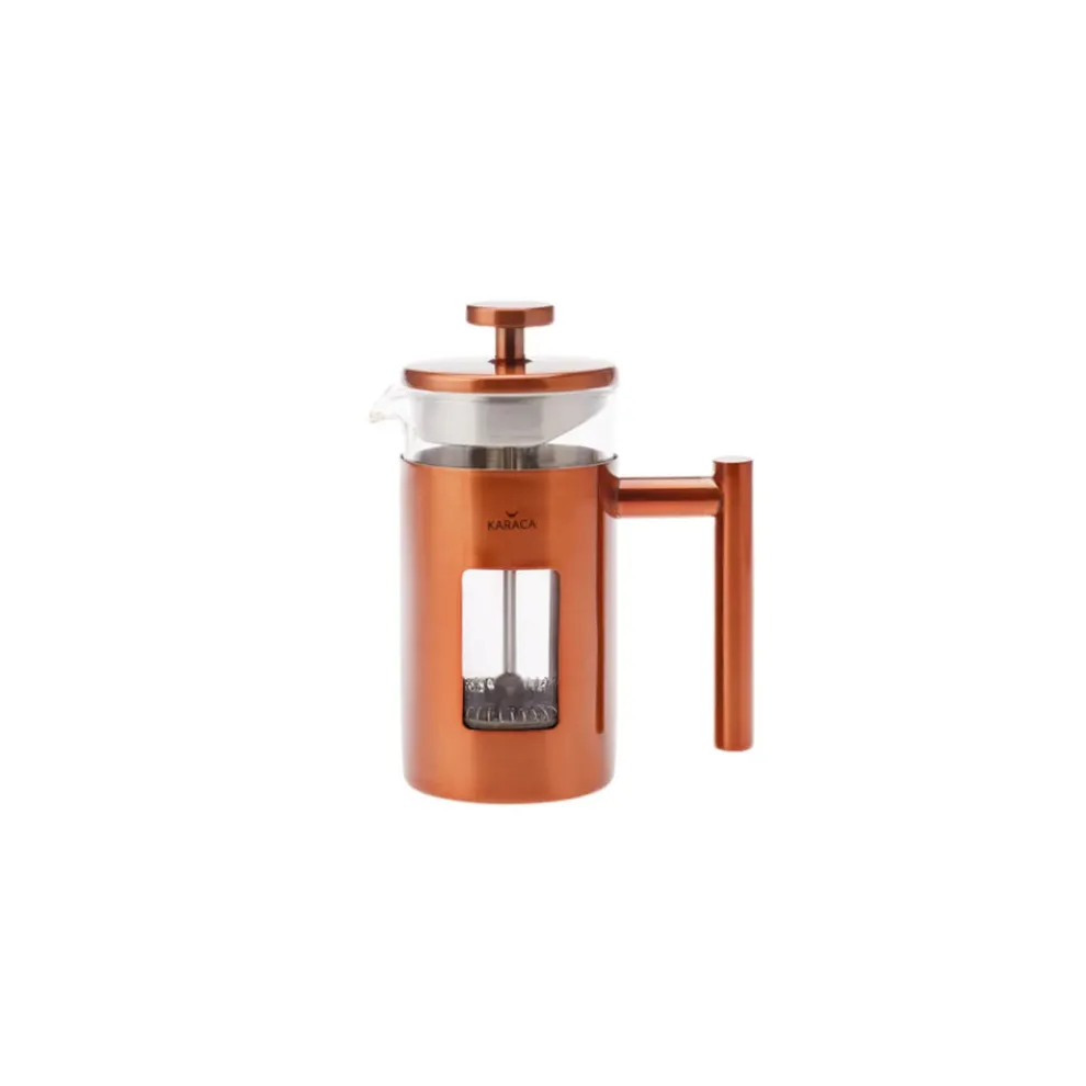 Karaca Borosilicate Glass Copper French Press, 350ml, Copper Silver