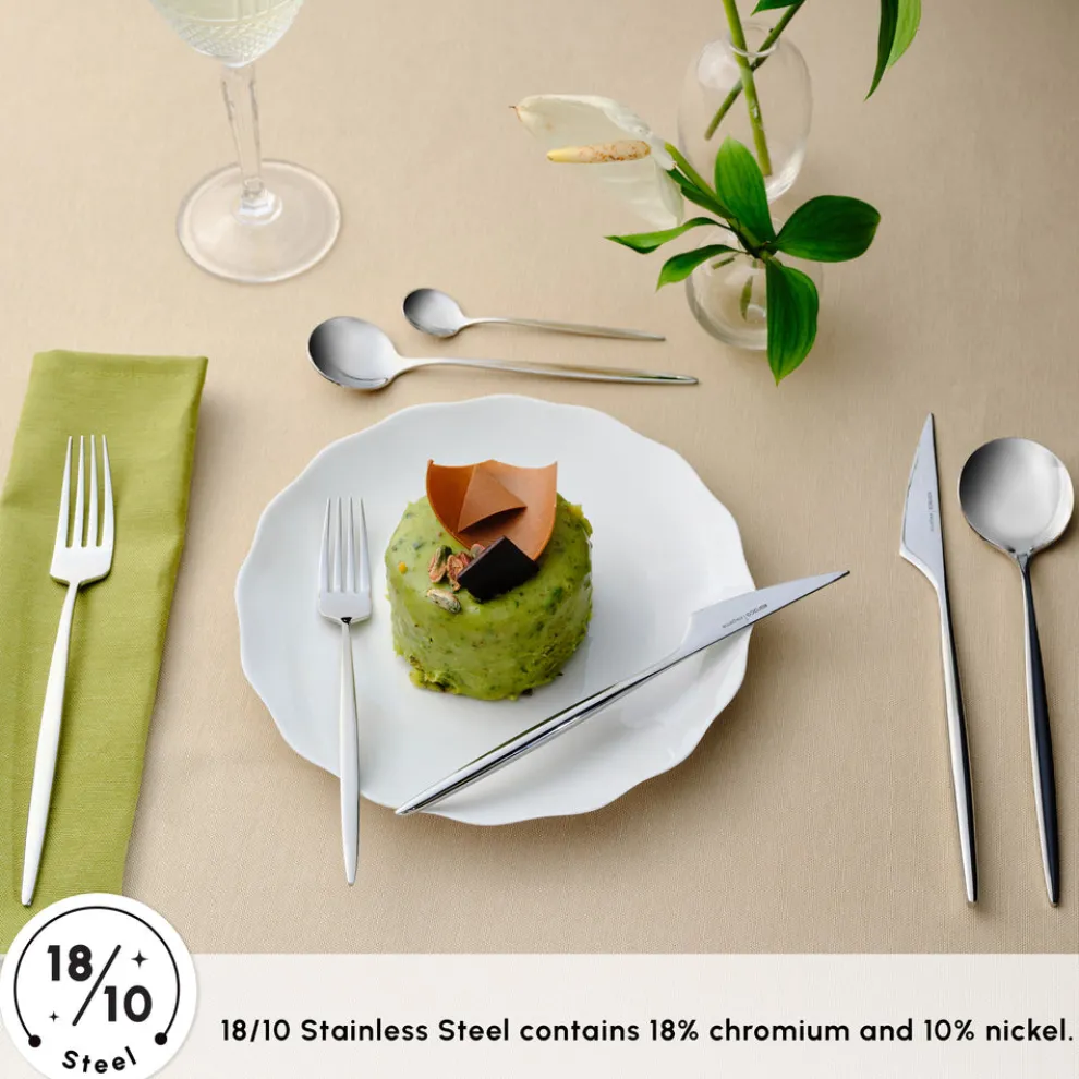 Karaca Braga 84-Piece Stainless Steel Cutlery Set for 12 People, Platin