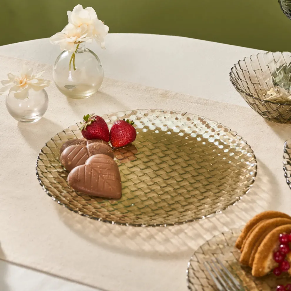 Karaca Braid Lustre Glass Dinner Plate, 28cm, Luster