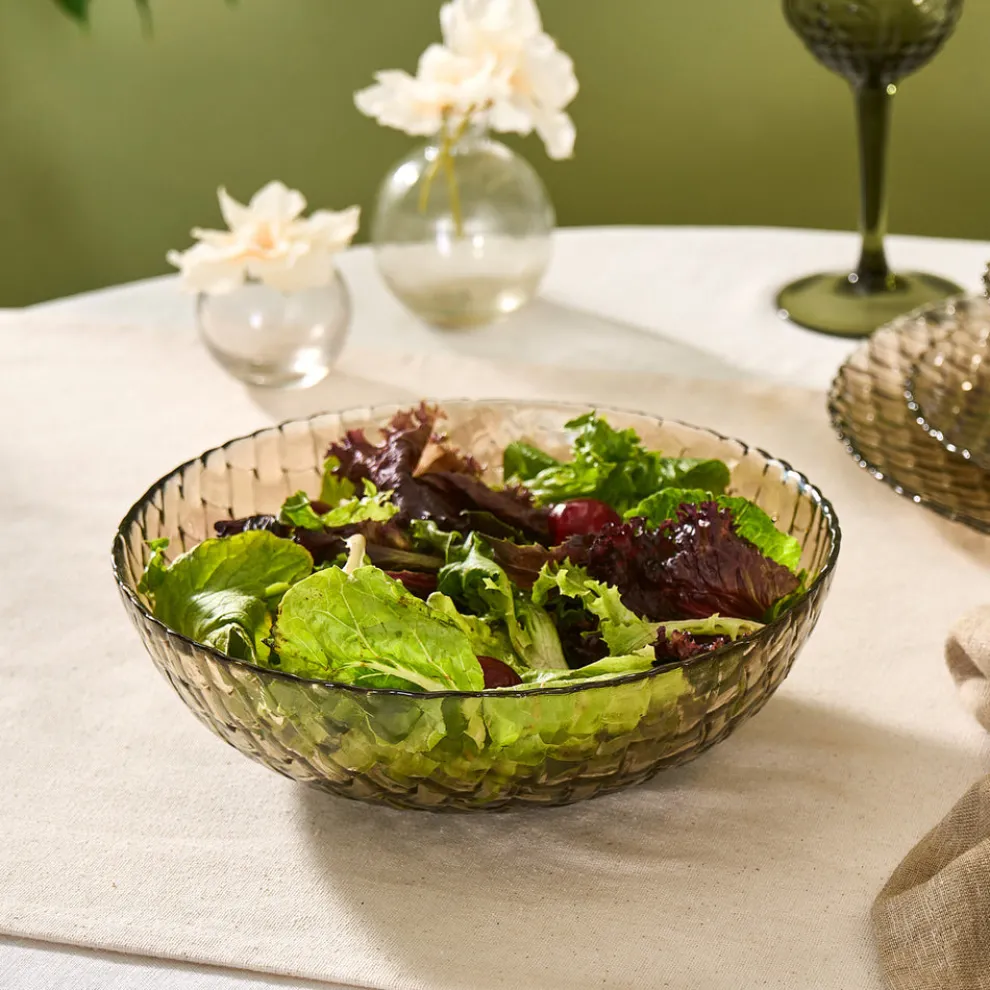 Karaca Braid Lustrous Glass Salad Bowl 22cm, Luster