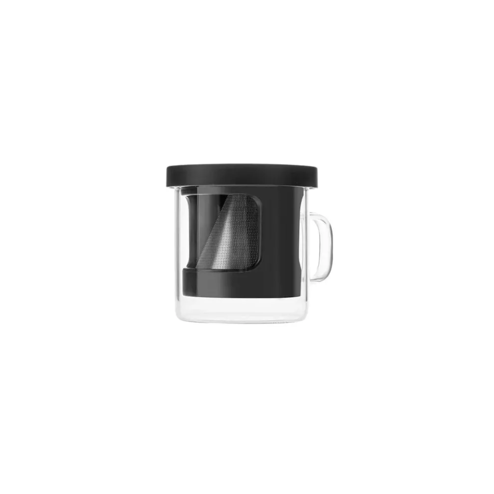 Karaca Brewy Glass Coffee Dripper Mug, 300ml, Black Transparent