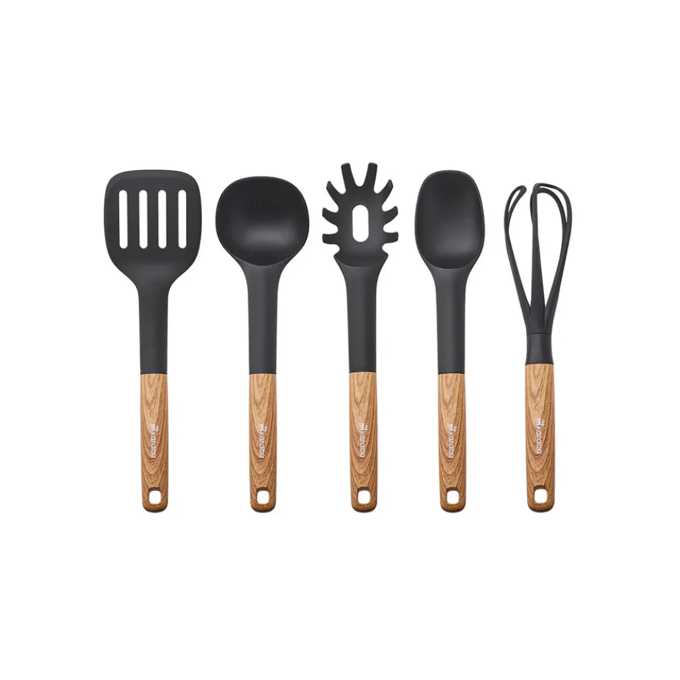 Karaca Brownwood 5-Piece Kitchen Utensil Set, Brown