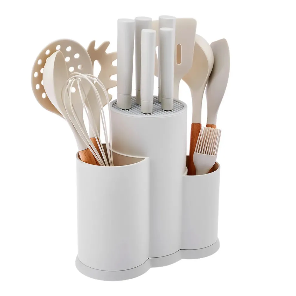 Karaca Burby 14 Piece Knife Block Set, Cream