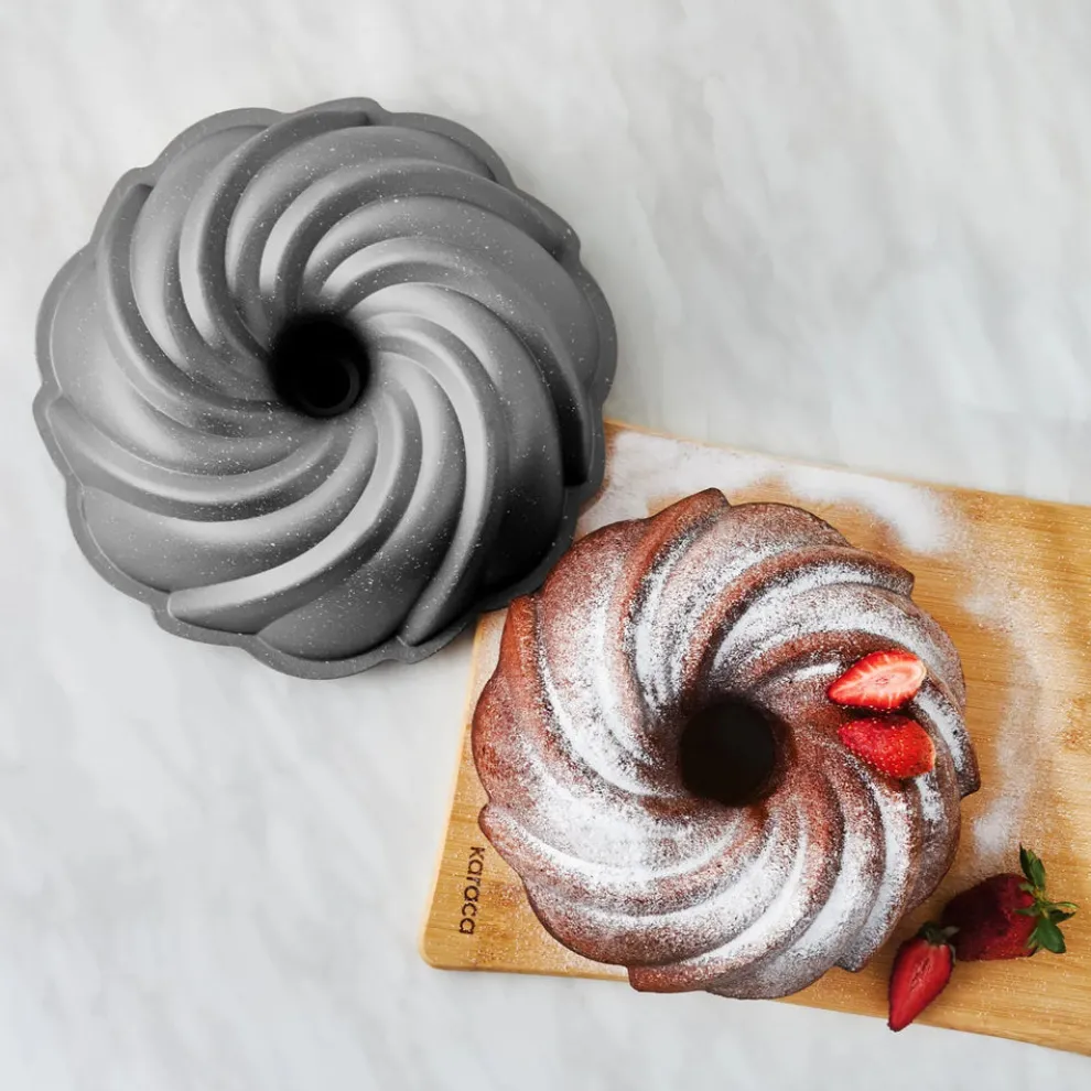 Karaca Cake Pro Aluminium Cast Decorative Bundt Cake Tin, 24cm, Anthracite