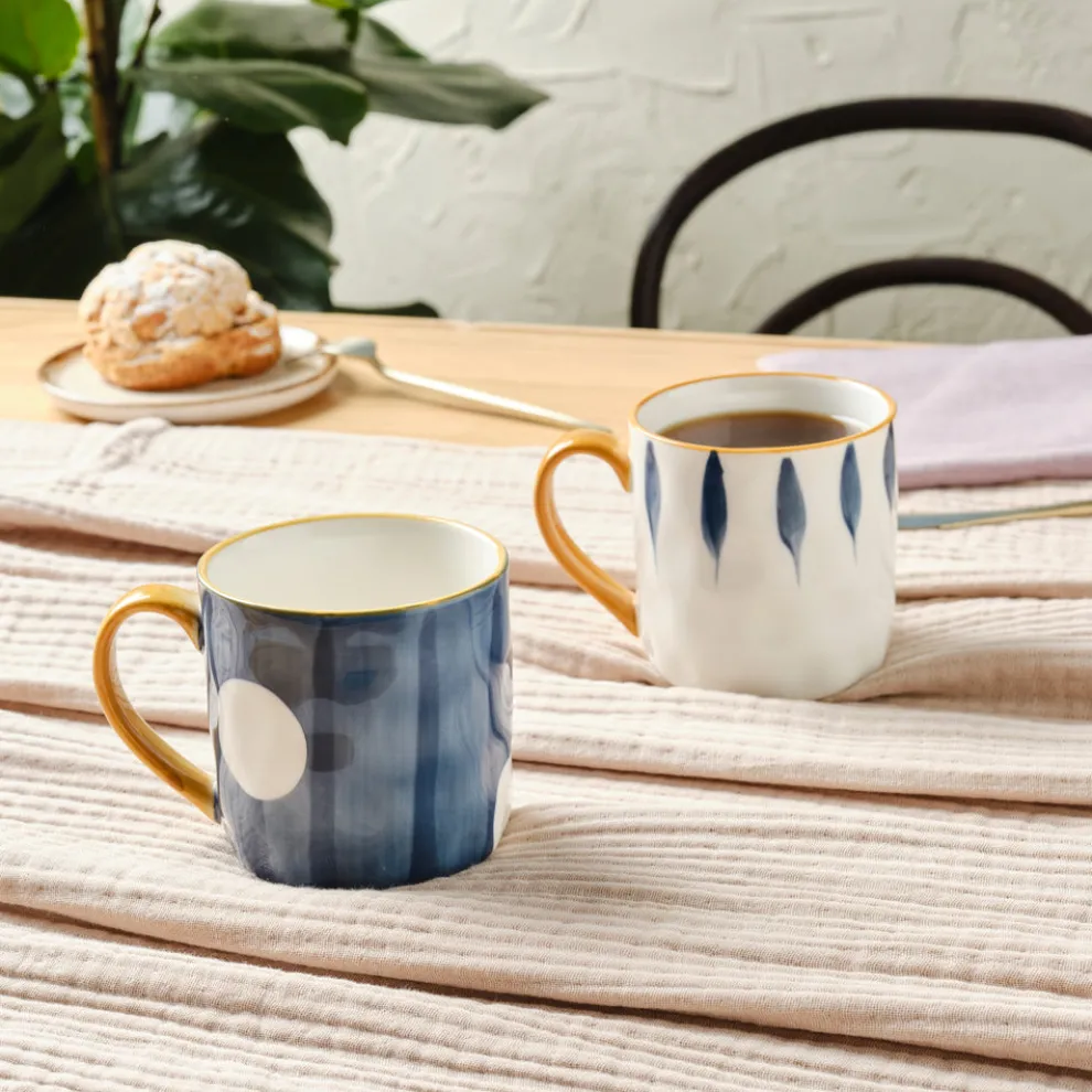 Karaca Canarie 2 Piece Stoneware Mug Set, 350ml, Multicolour