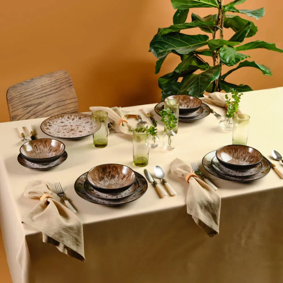 Karaca Catania 12-Piece Reactive Glaze Dinner Set for 4 People, Multi