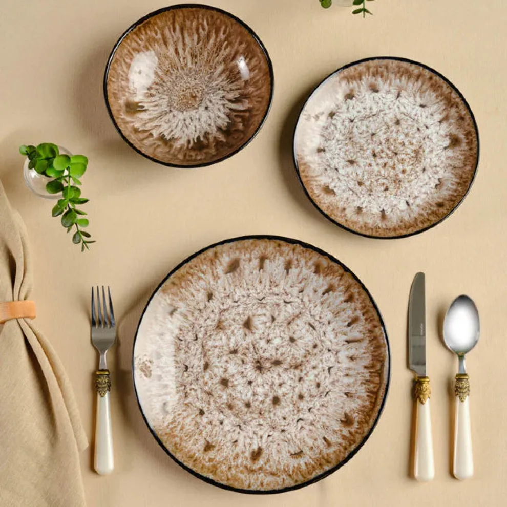 Karaca Catania 12-Piece Reactive Glaze Dinner Set for 4 People, Multi