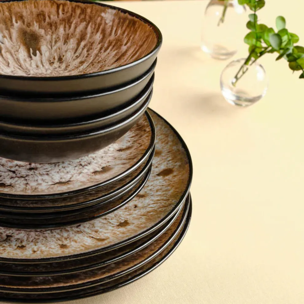 Karaca Catania 12-Piece Reactive Glaze Dinner Set for 4 People, Multi