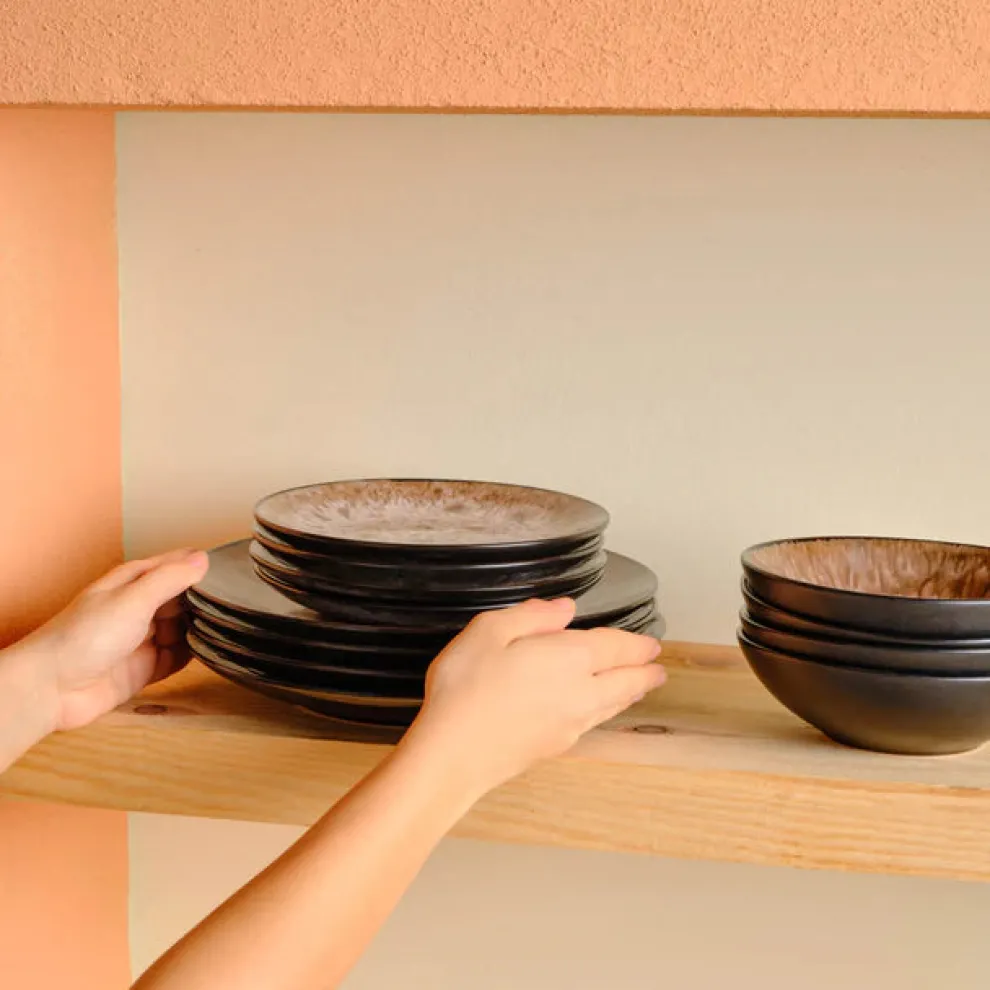 Karaca Catania 12-Piece Reactive Glaze Dinner Set for 4 People, Multi