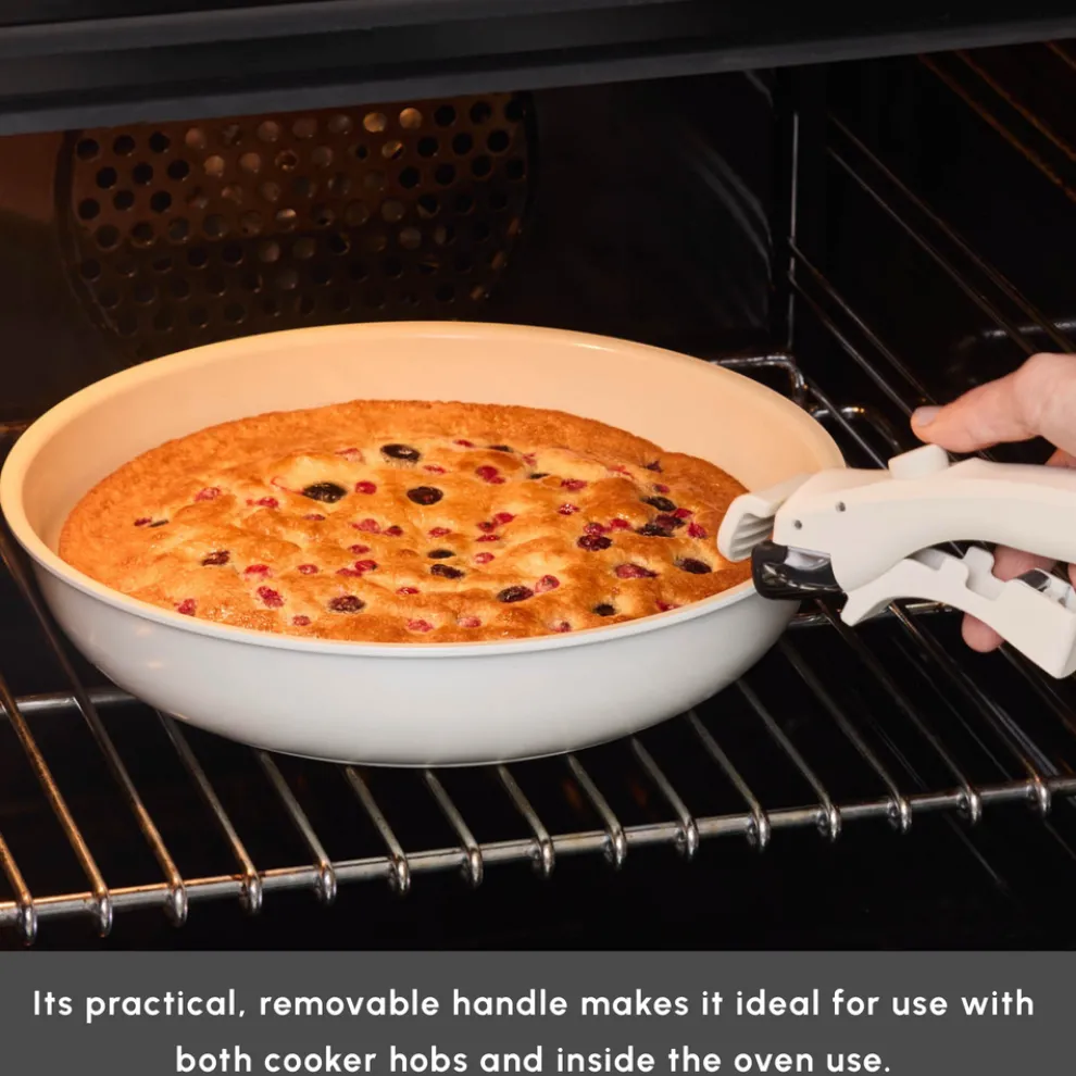 Karaca Ceramica Comfort 6-Piece Non-Stick Induction Detachable Cookware Set, Cream