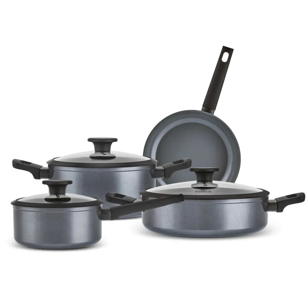 Karaca Ceramica Iconic Grey 7-Piece Non-Stick Induction Cookware Set, Grey