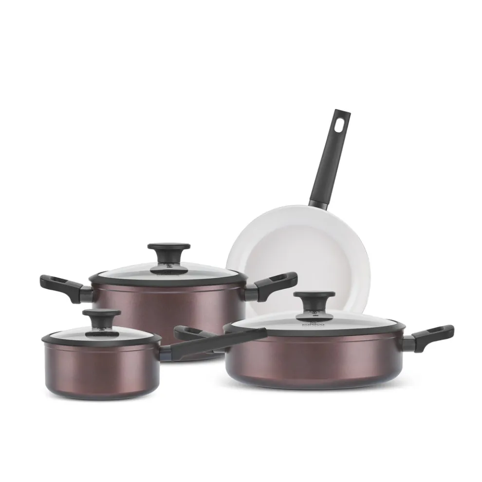 Karaca Ceramica Iconic Bronze 7-Piece Non-Stick Induction Cookware Set, Bronze