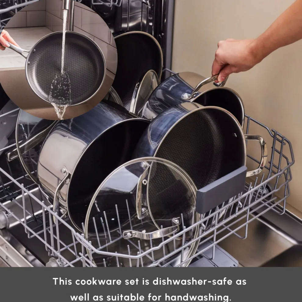 Karaca Ceramica Steel 3Ply Stainless Steel 7-Piece Induction Non-Stick Cookware Set, Silver