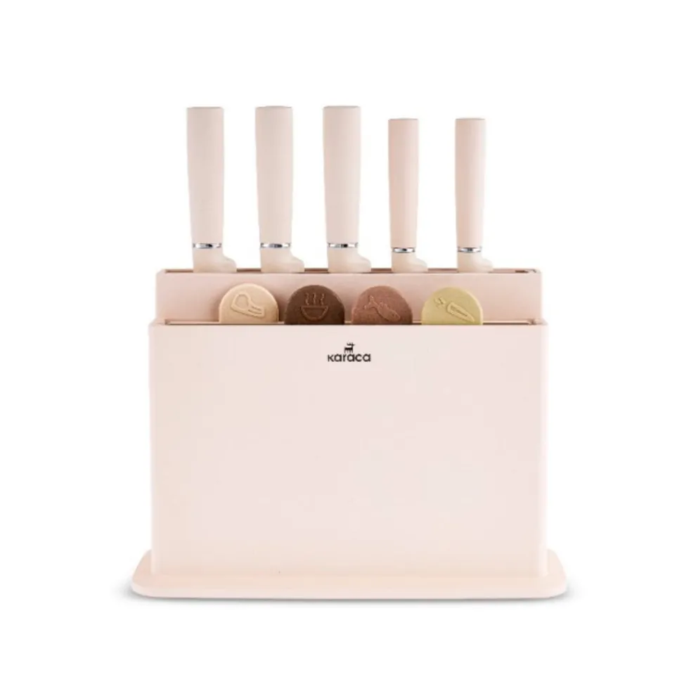 Karaca Chef’s Harmony 10-Piece Knife & Chopping Board Set, Beige