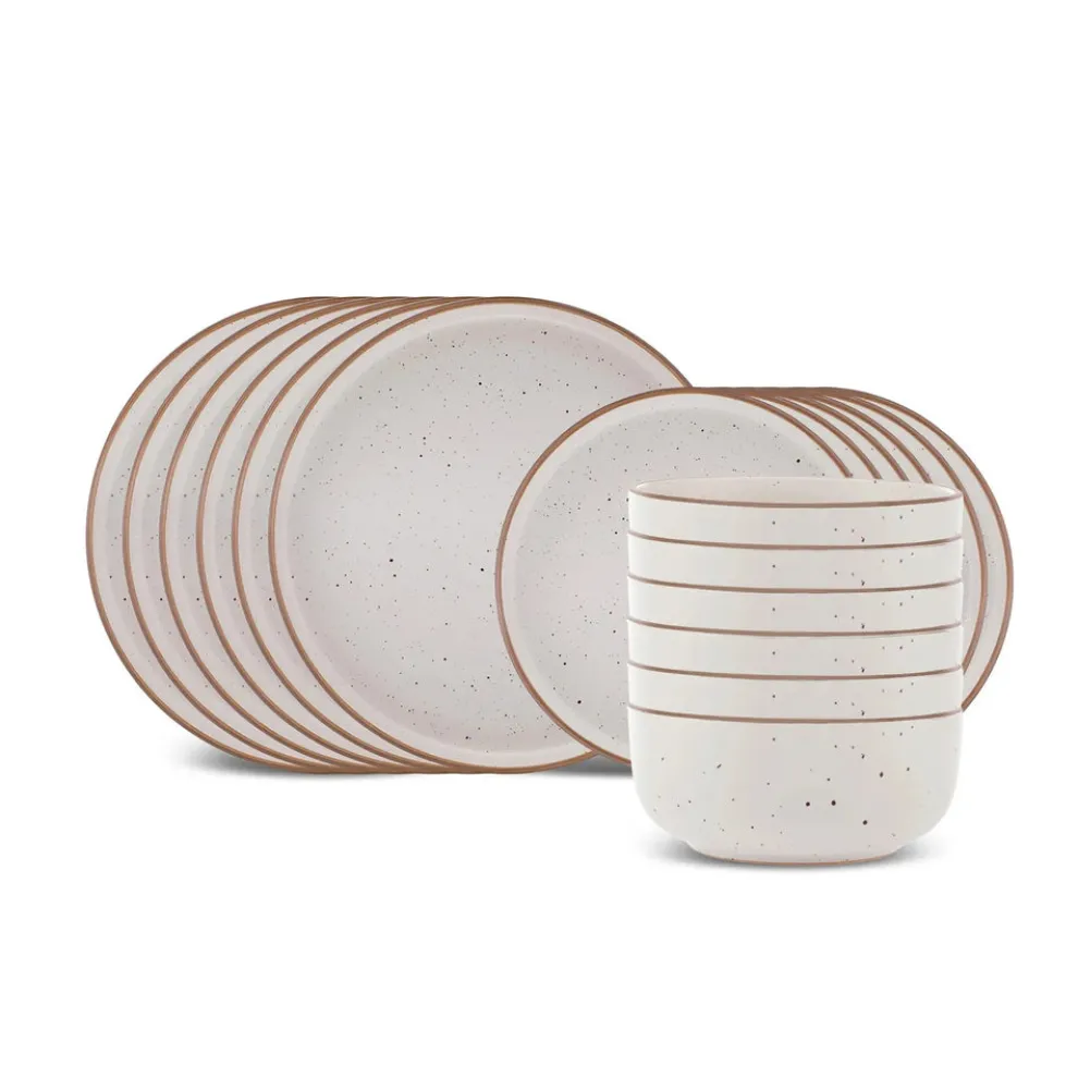 Karaca Chicago Dot 18-Piece Stoneware Dinner Set for 6 People, Multi