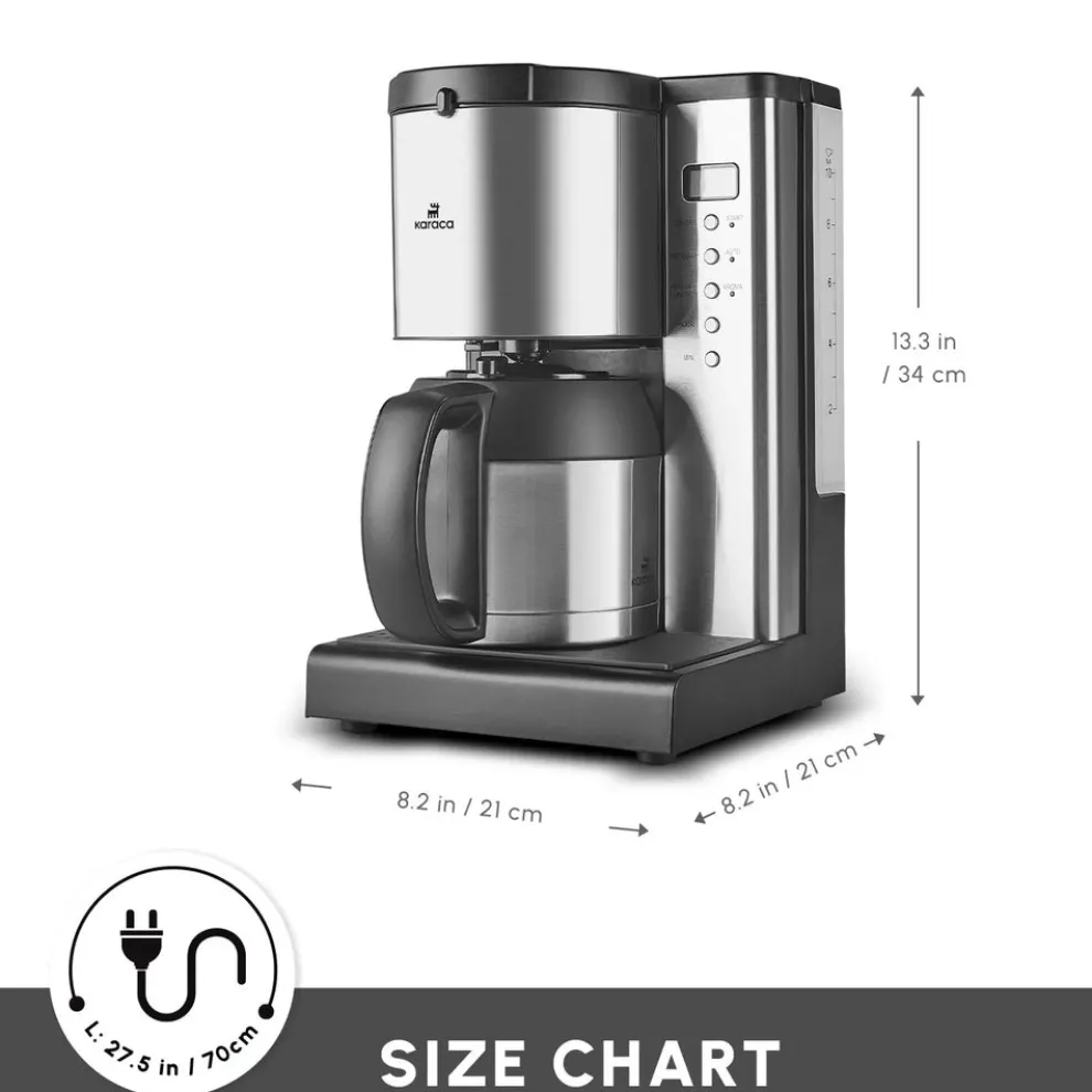 Karaca Coffee Art Aroma Thermal Carafe Filter Coffee Machine, 1.2L, 1000 W, Inox