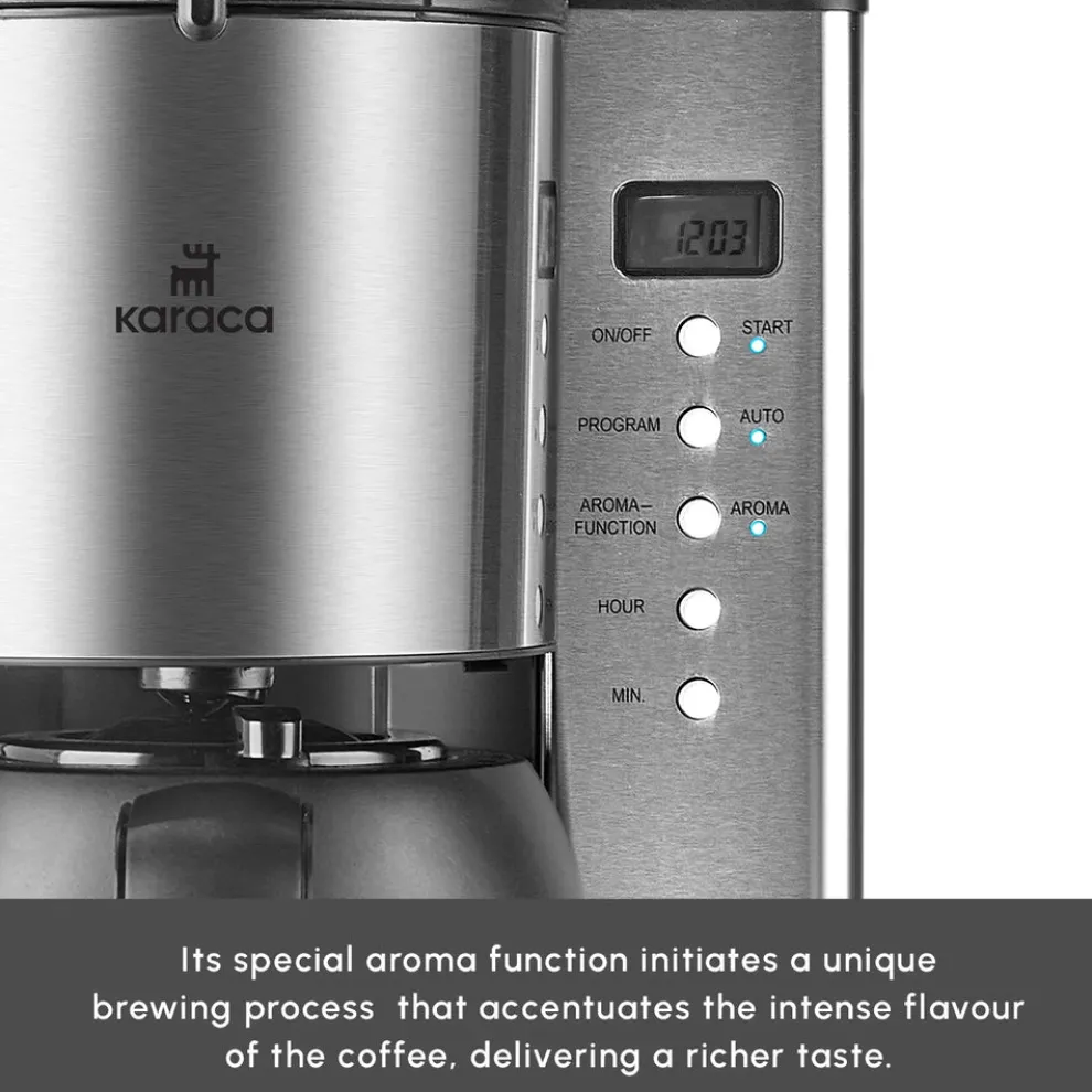 Karaca Coffee Art Aroma Thermal Carafe Filter Coffee Machine, 1.2L, 1000 W, Inox