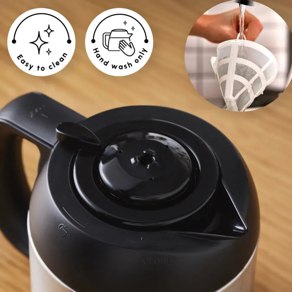 Karaca Coffee Art Aroma Thermal Carafe Filter Coffee Machine, 1.2L, 1000 W, Inox