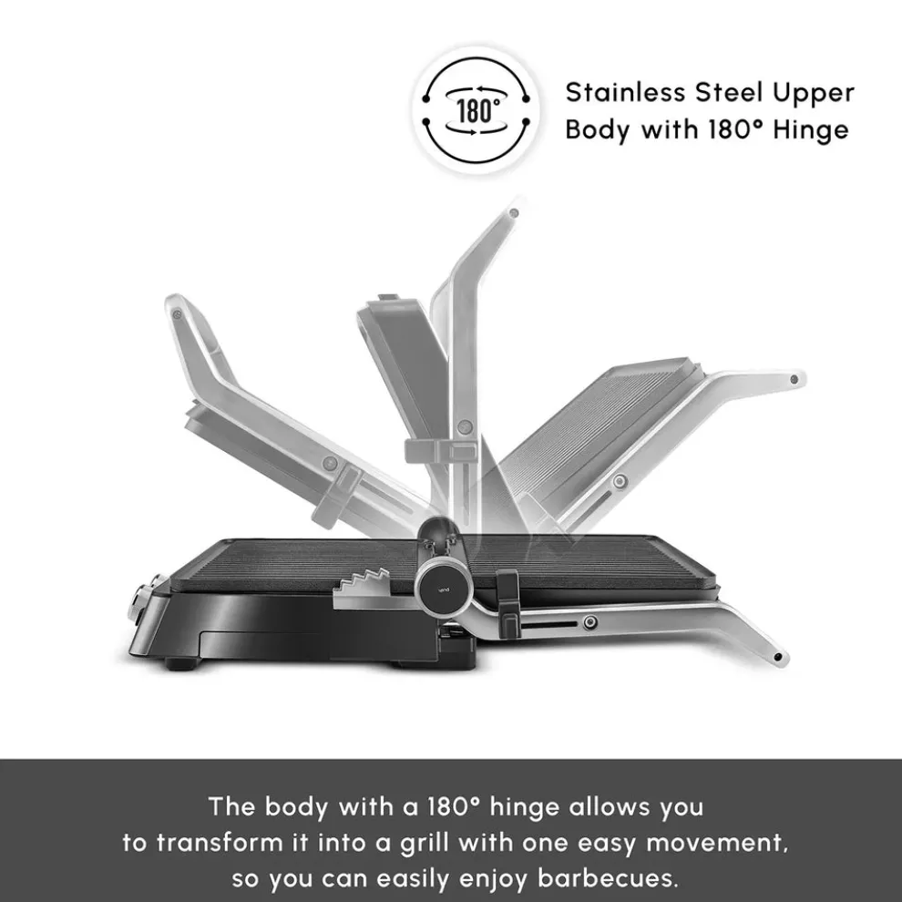 Karaca Compact Steel Pro Sear and Grill Inox 2008 Grill and Sandwich Toaster, 2000W