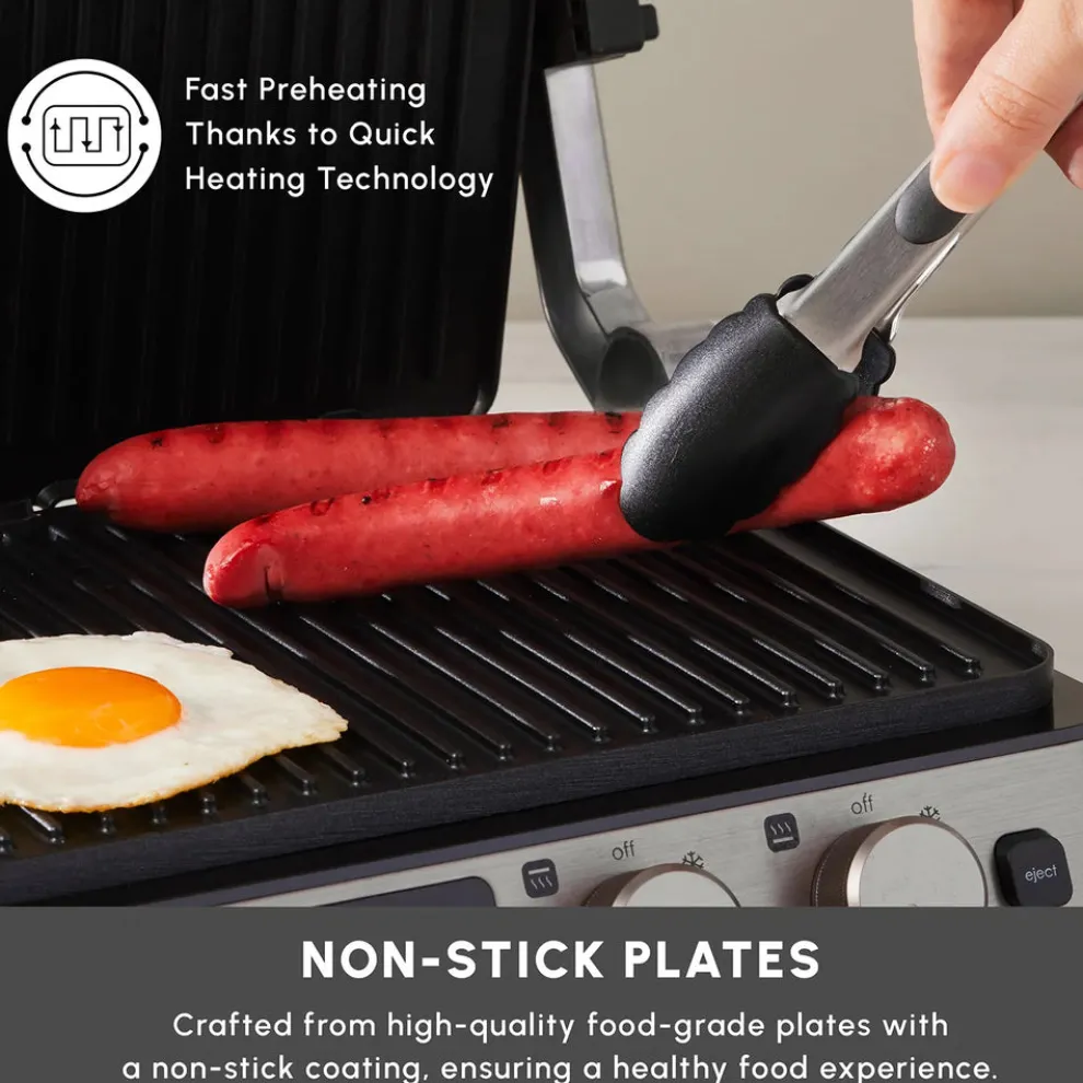 Karaca Compact Steel Pro Sear and Grill Inox 2008 Grill and Sandwich Toaster, 2000W