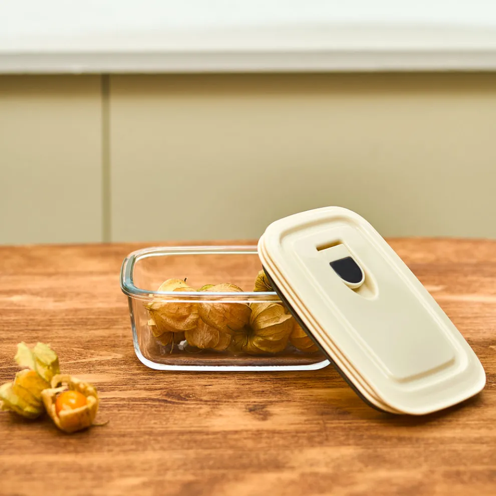 Karaca Cream Vacuum Storage Container, 0.4L, Transparent
