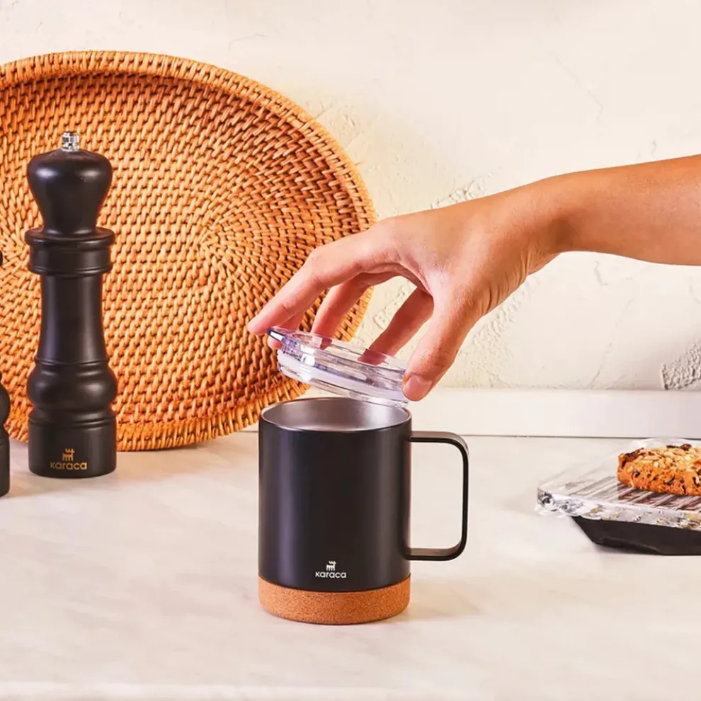 Karaca Darkness Stainless Steel Flask, 360ml, Black