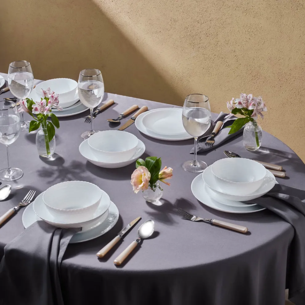 Karaca Diamond 24-Piece Glass Dinner Set for 6 People, White