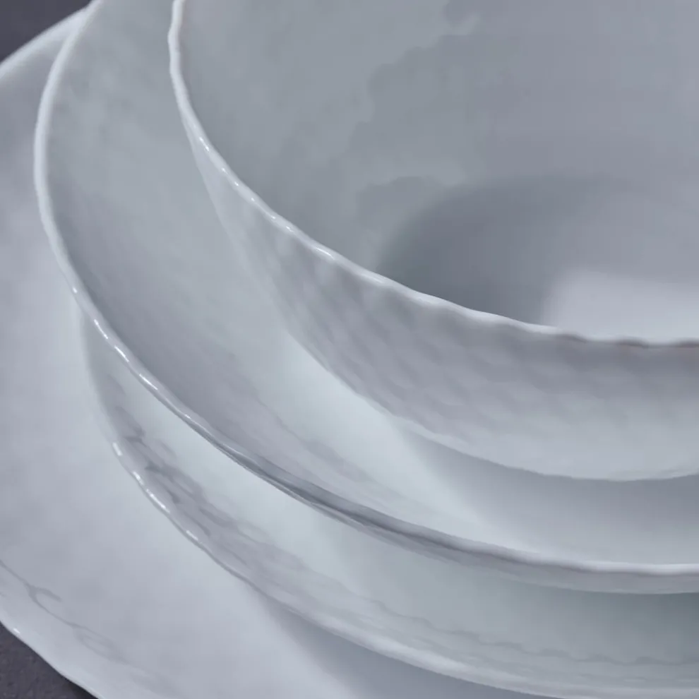 Karaca Diamond 24-Piece Glass Dinner Set for 6 People, White