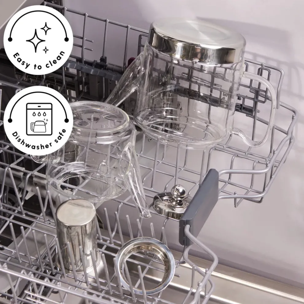 Karaca Dora Borosilicate Glass Induction Teapot Set, Xlarge, Transparent