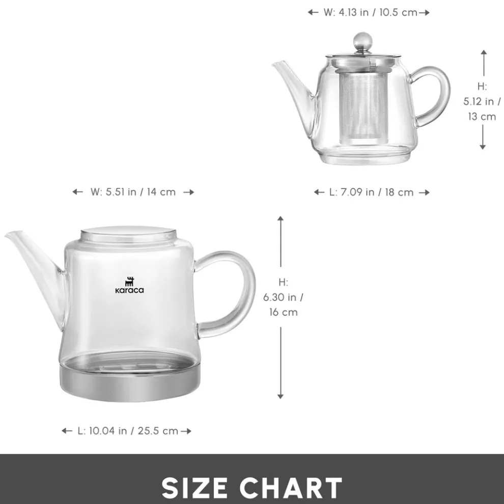 Karaca Dora Borosilicate Glass Teapot Set, Medium, Transparent
