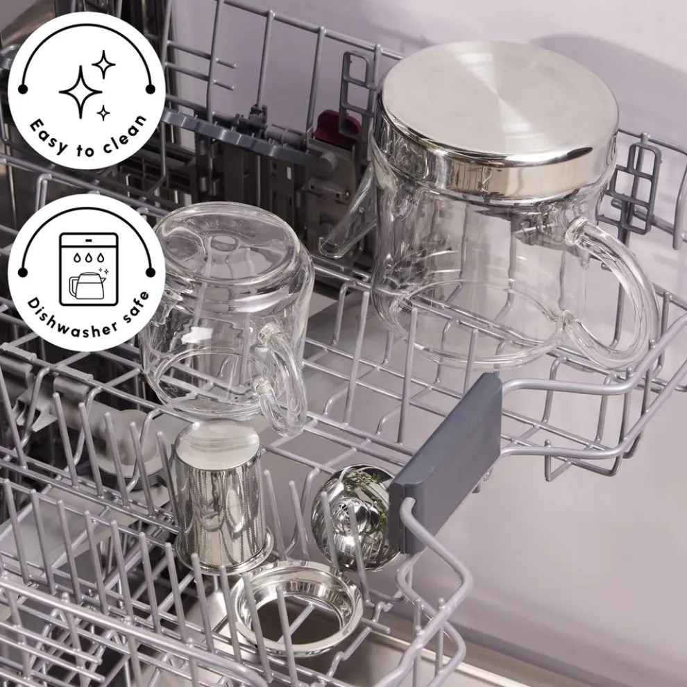 Karaca Dora Borosilicate Glass Teapot Set, Medium, Transparent