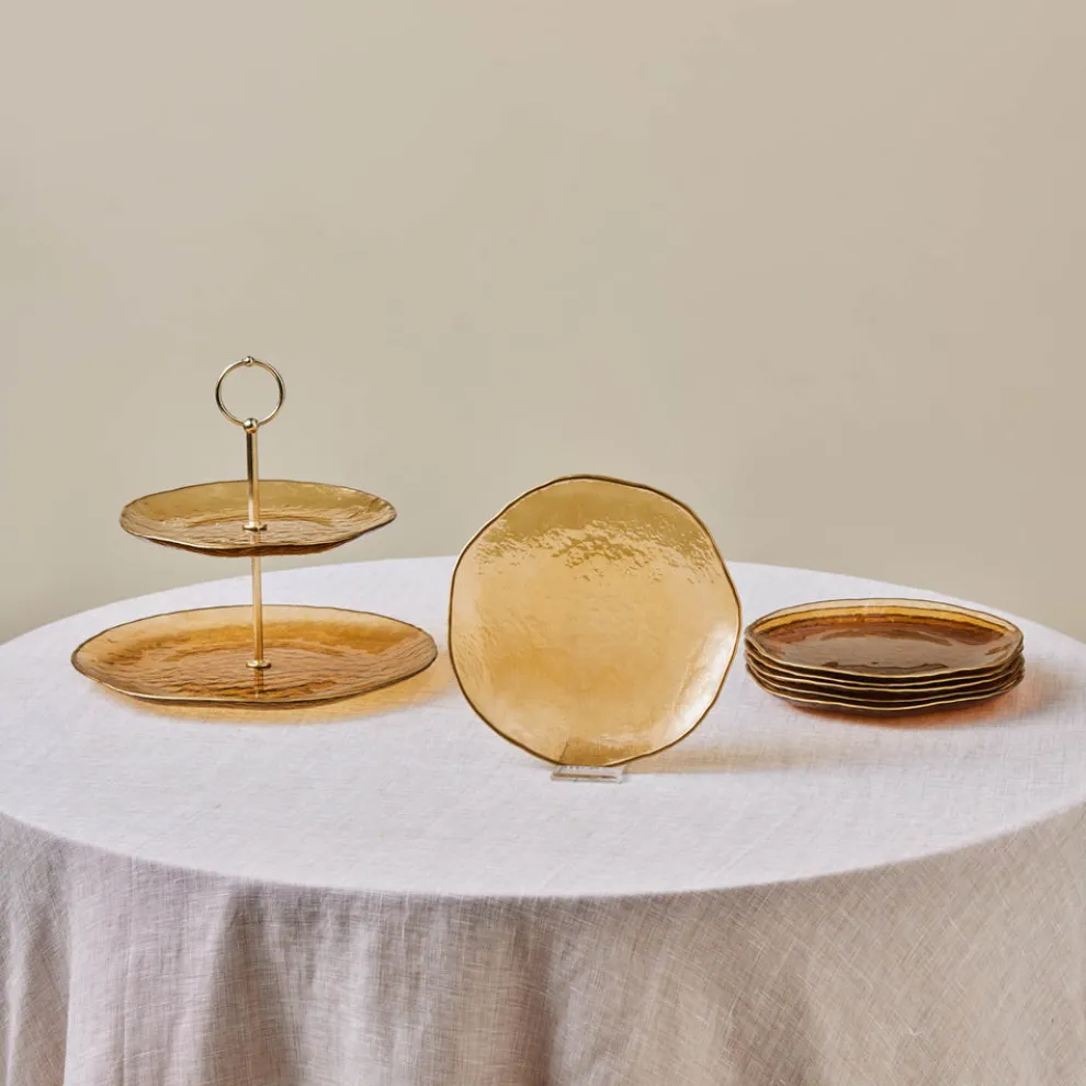 Karaca Dune Glass 7-Piece Serveware Set for 6 People, Brown