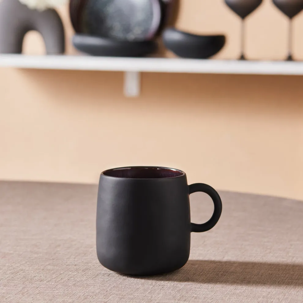 Karaca Earth Collection New Galactic Reactive Glaze Mug, 400ml, Black