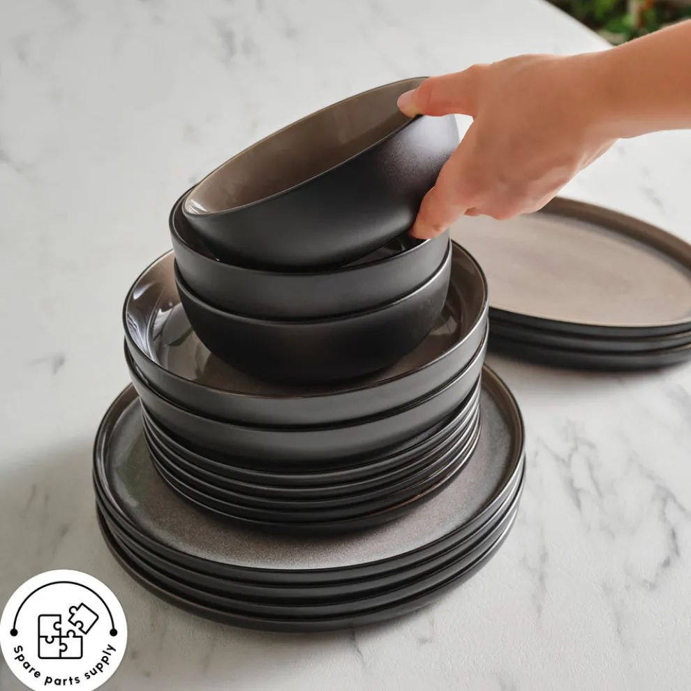 Karaca Earth Collection Mercure Reactive Glaze 59-Piece Dinner Set for 12 People, Multi