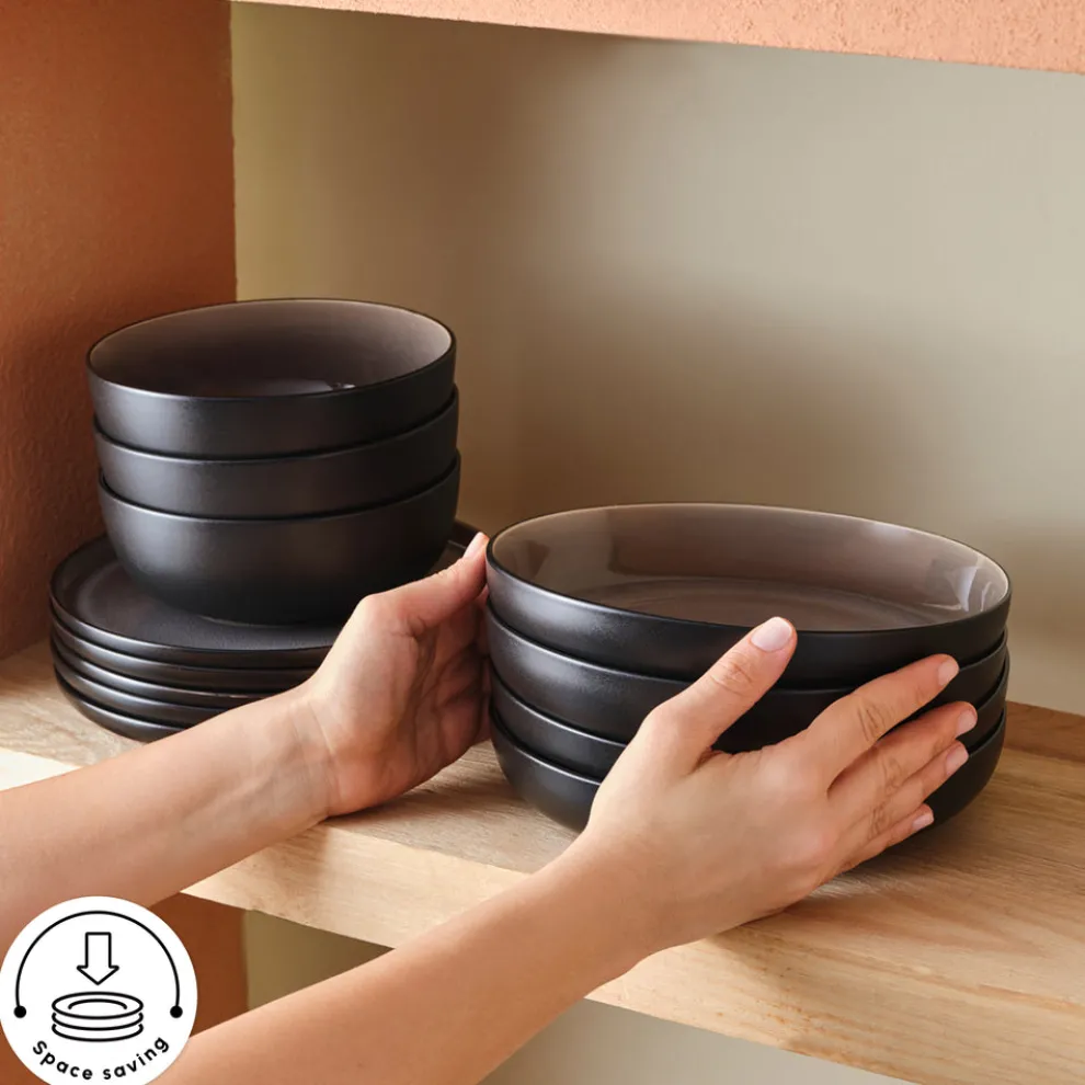 Karaca Earth Collection Mercure Reactive Glaze 59-Piece Dinner Set for 12 People, Multi